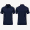 Men corporate polo t shirt uniform in navy blue and grey with contrast panel design, front and back product view, breathable workwear fabric for office staff and field teams by Essay Sports