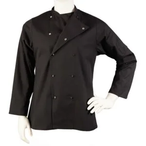 black chef coat uniform professional kitchen workwear jacket