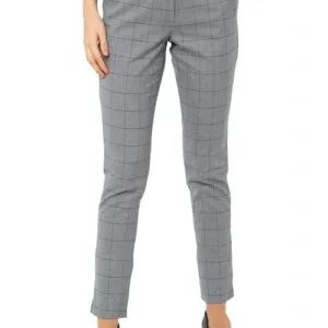 women formal check trousers