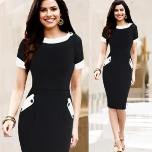 Women Black Corporate Uniform Dress