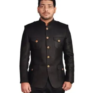 men black nehru corporate uniform jacket