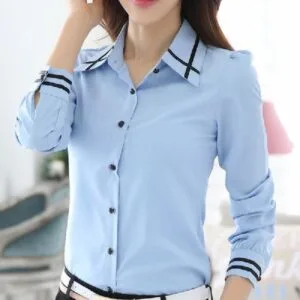 women light blue corporate uniform shirt
