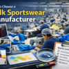 Sportswear manufacturer inspecting fabric and stitching for bulk production