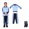 sky-blue full-sleeve Nursery-II uniform set with navy collar and embroidery
