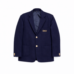 Navy blue DAV Blazer with notch lapel and gold-tone buttons