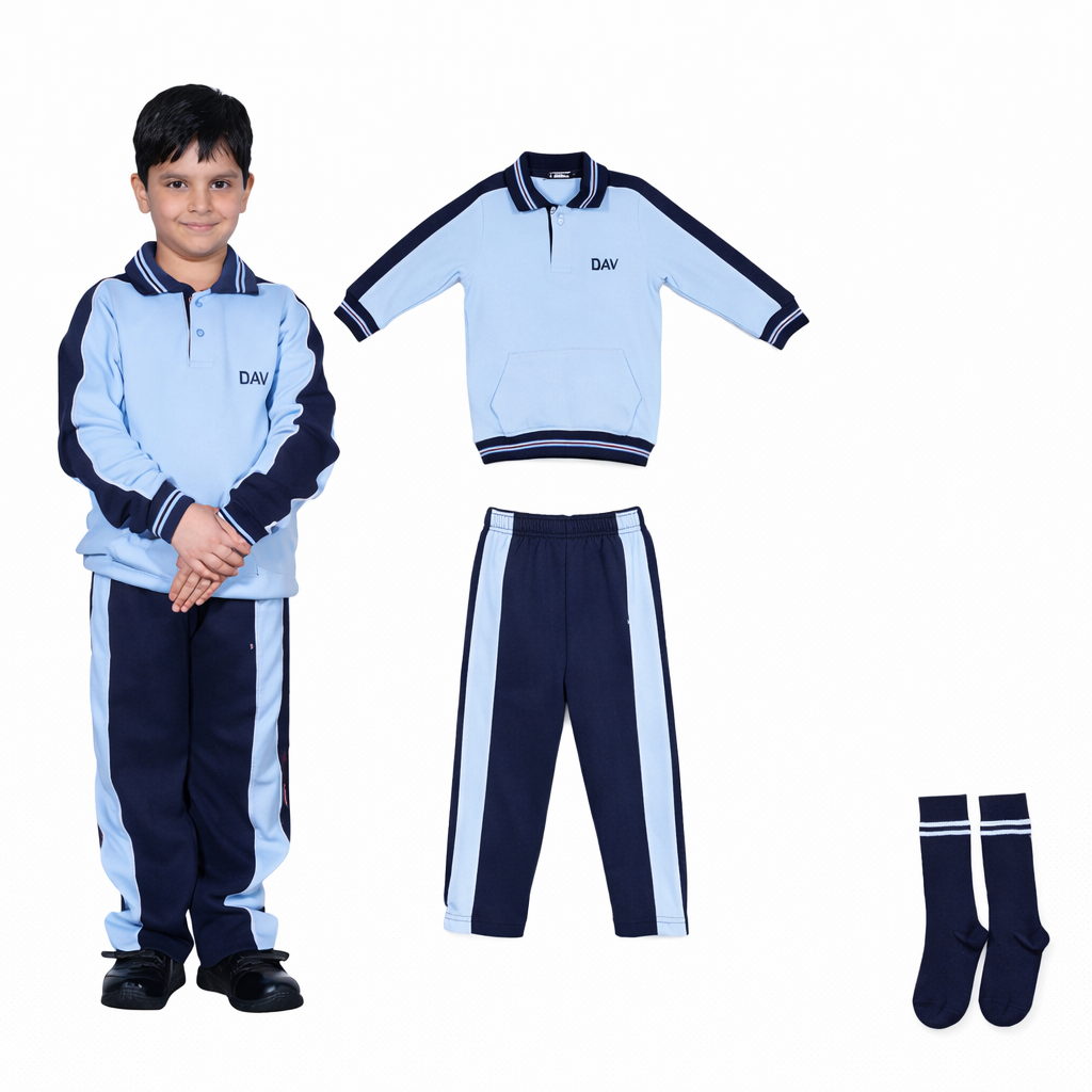 DAV new Uniform Winter Nursery nursery ii winter uniform tracksuit sky blue and navy