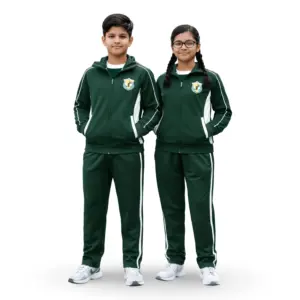 dps tracksuit bottle green zip jacket and trousers - front view