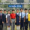 Students wearing different school uniform designs in India 2026 showcasing modern styles, colors, and institutional identity in school uniforms
