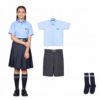 Dav new summer school uniform 2026 sky blue half sleeve shirt steel grey pleated skirt