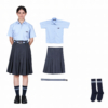 dav new uniform vi-viii sky blue half-sleeve shirt steel grey pleated skirt
