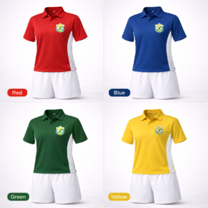 dps boys house uniform set - red blue green yellow polos with white shorts