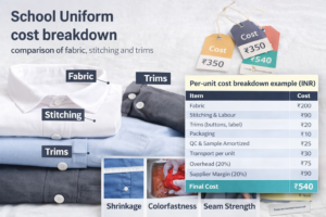 school uniform cost breakdown — comparison of fabric, stitching and trims