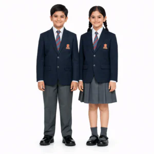 Army Public School blazer navy school blazer with striped tie — boys winter set