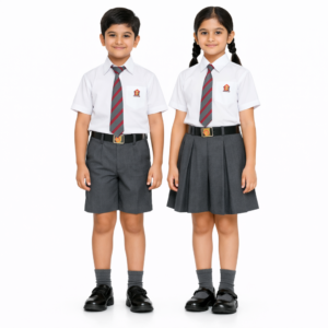 Army Public School uniform summer shirt pocket logo closeup