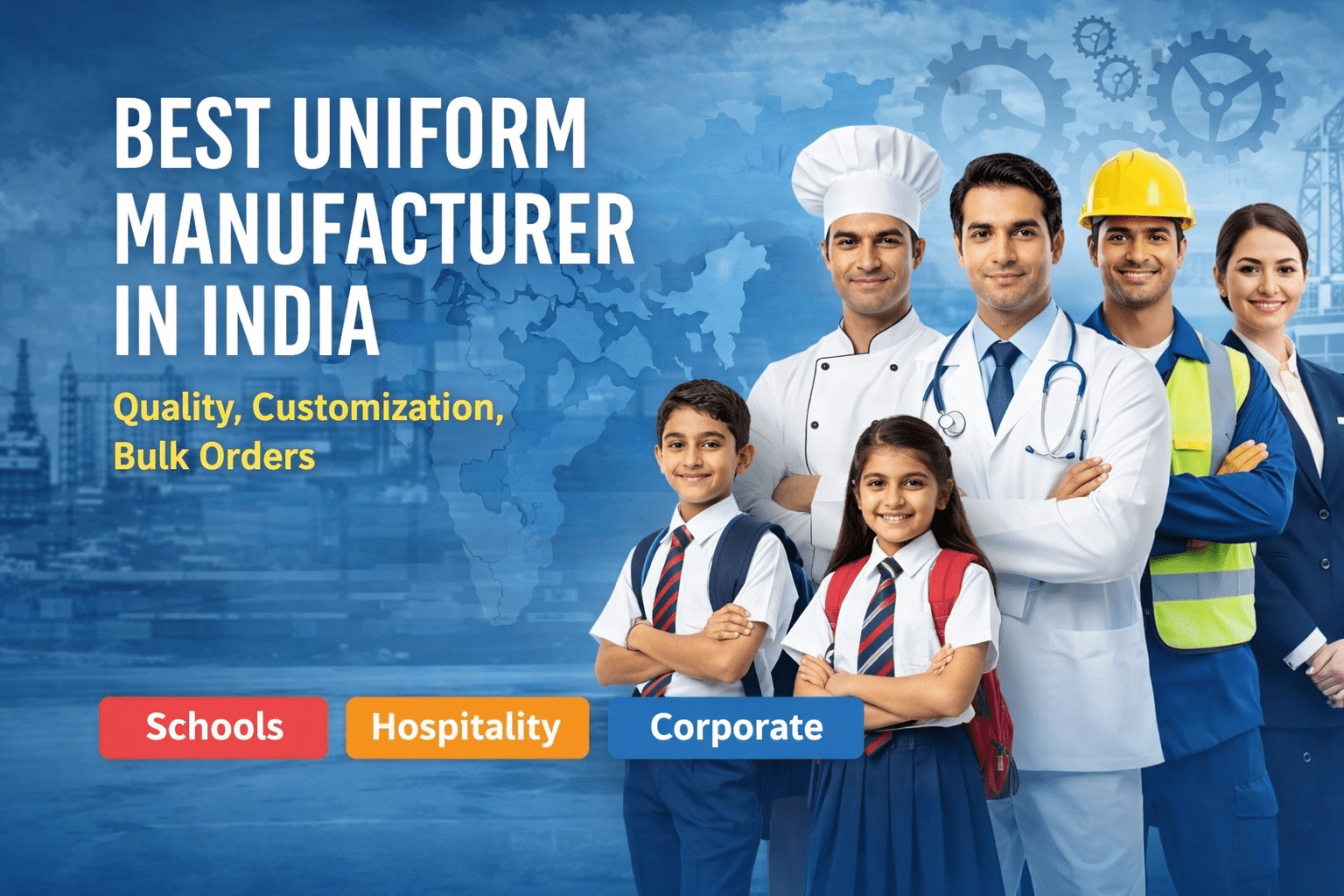 best uniform manufacturer in India with school uniforms, hospitality uniforms and corporate uniforms