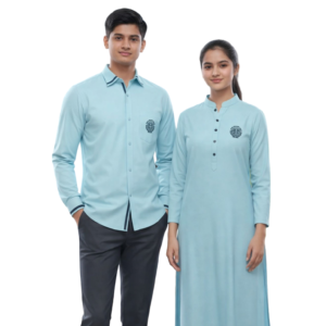 JNV new uniform — boy and girl wearing light blue kurta & Shirts and matching trousers,