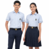 Sri Chaitanya School uniform striped summer shirt with navy trousers