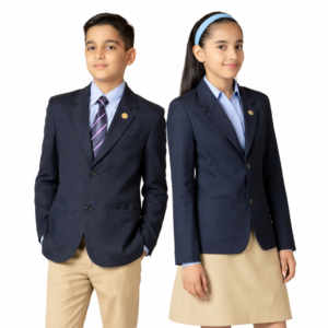Podar blazer uniform navy blue school blazer with striped tie worn by boy and girl students formal school uniform set