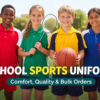 School sports uniform for students in a classroom-ready sportswear set