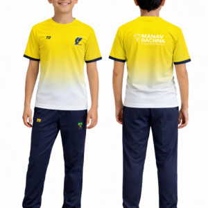 MRIS clan house tee yellow Air Falcons uniform for students Manav Rachna school house sports t-shirt
