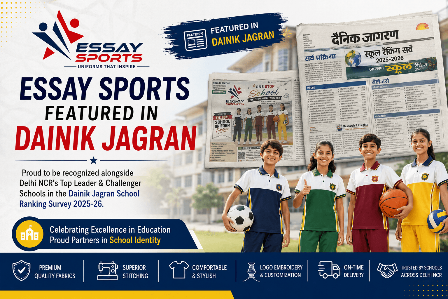 featured in Dainik Jagran alongside top-ranked Delhi NCR schools in the School Ranking Survey 2025-26